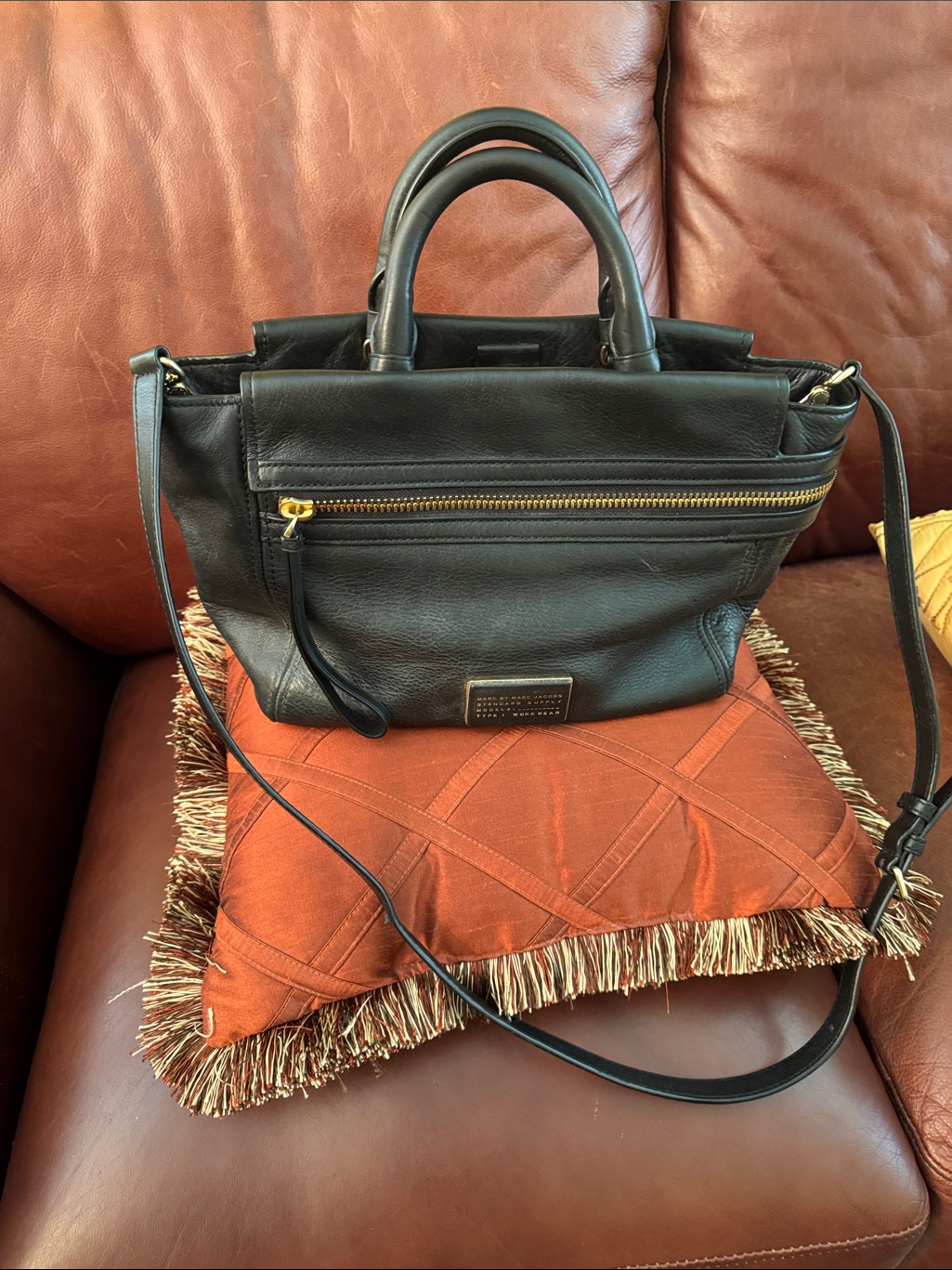 Marc By Marc Jacobs Black Leather Satchel With Detachable Strap